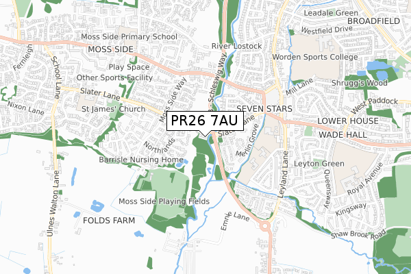 PR26 7AU map - small scale - OS Open Zoomstack (Ordnance Survey) PR26 7AU map - small scale - OS Open Zoomstack (Ordnance Survey)