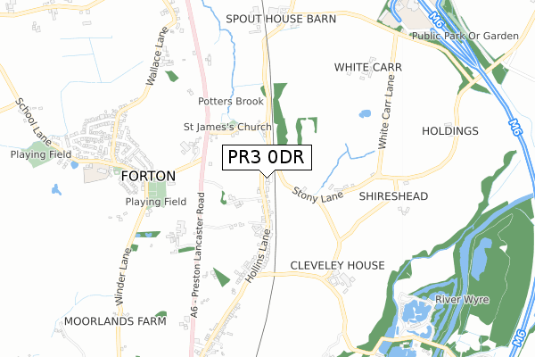 PR3 0DR map - small scale - OS Open Zoomstack (Ordnance Survey)