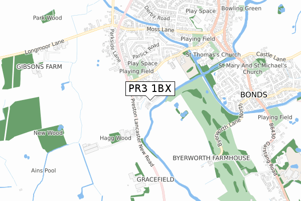 PR3 1BX map - small scale - OS Open Zoomstack (Ordnance Survey) PR3 1BX map - small scale - OS Open Zoomstack (Ordnance Survey)