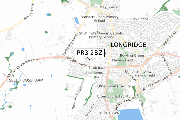 PR3 2BZ map - small scale - OS Open Zoomstack (Ordnance Survey) PR3 2BZ map - small scale - OS Open Zoomstack (Ordnance Survey)