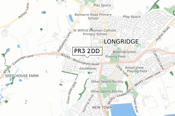 PR3 2DD map - small scale - OS Open Zoomstack (Ordnance Survey)