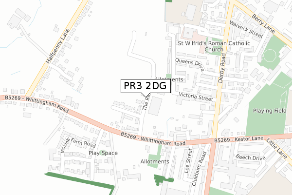 PR3 2DG map - large scale - OS Open Zoomstack (Ordnance Survey)