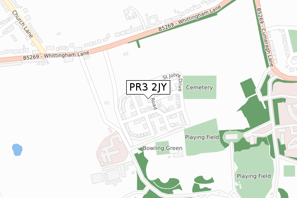 PR3 2JY map - large scale - OS Open Zoomstack (Ordnance Survey)