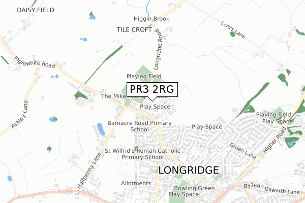 PR3 2RG map - small scale - OS Open Zoomstack (Ordnance Survey)