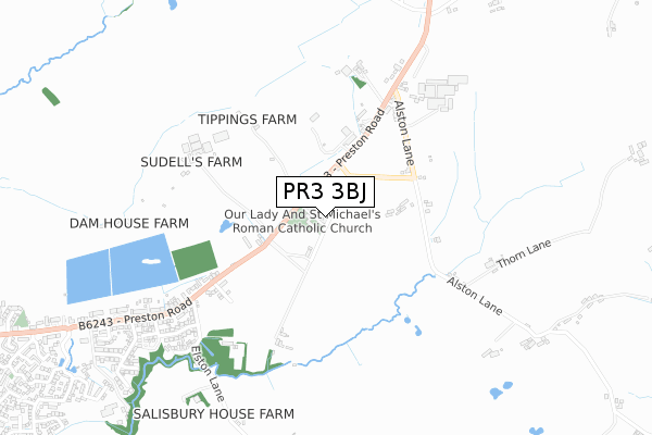 PR3 3BJ map - small scale - OS Open Zoomstack (Ordnance Survey)