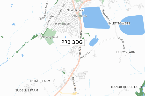 PR3 3DG map - small scale - OS Open Zoomstack (Ordnance Survey)