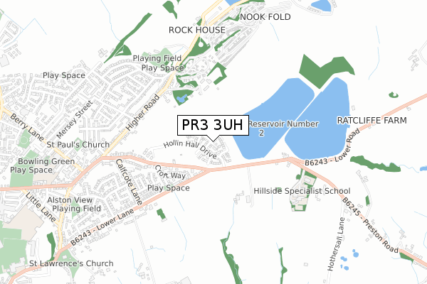 PR3 3UH map - small scale - OS Open Zoomstack (Ordnance Survey)