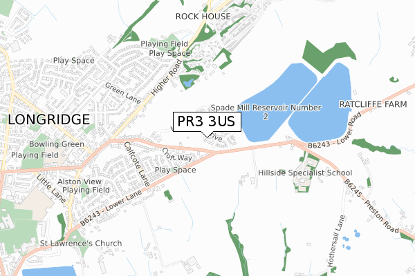 PR3 3US map - small scale - OS Open Zoomstack (Ordnance Survey)