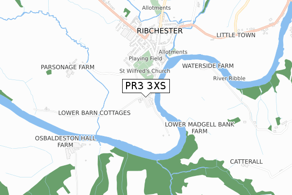 PR3 3XS map - small scale - OS Open Zoomstack (Ordnance Survey)