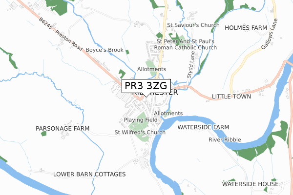 PR3 3ZG map - small scale - OS Open Zoomstack (Ordnance Survey)