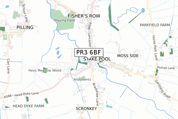 PR3 6BF map - small scale - OS Open Zoomstack (Ordnance Survey)