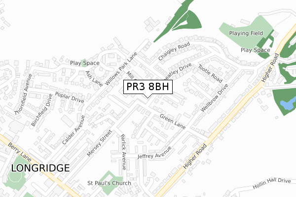 PR3 8BH map - large scale - OS Open Zoomstack (Ordnance Survey)