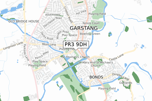 PR3 9DH map - small scale - OS Open Zoomstack (Ordnance Survey)