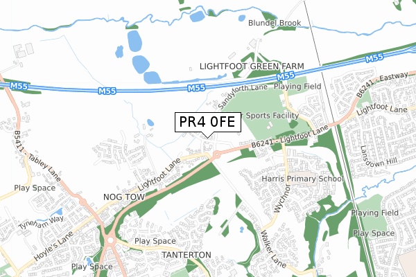 PR4 0FE map - small scale - OS Open Zoomstack (Ordnance Survey)