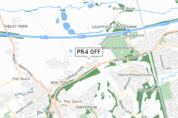 PR4 0FF map - small scale - OS Open Zoomstack (Ordnance Survey)