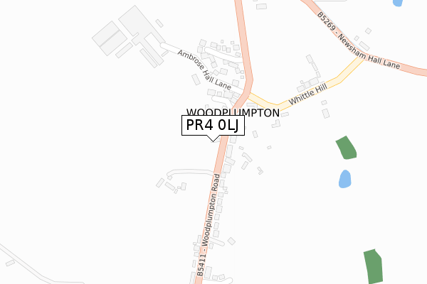 PR4 0LJ map - large scale - OS Open Zoomstack (Ordnance Survey)