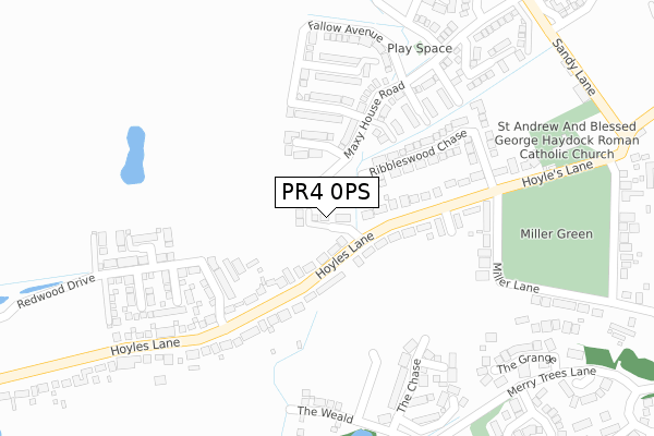 PR4 0PS map - large scale - OS Open Zoomstack (Ordnance Survey)