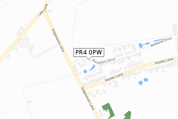 PR4 0PW map - large scale - OS Open Zoomstack (Ordnance Survey)