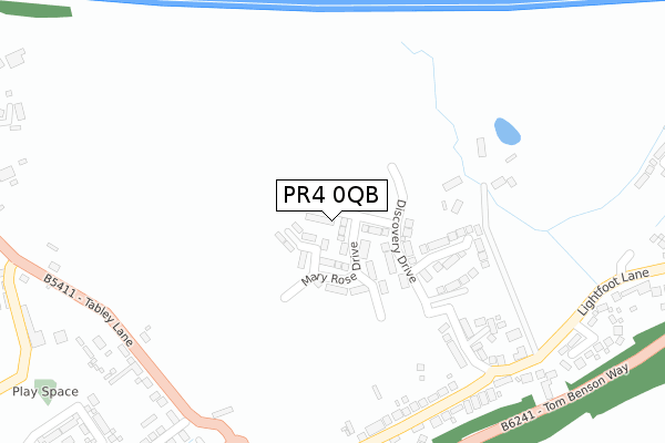 PR4 0QB map - large scale - OS Open Zoomstack (Ordnance Survey)