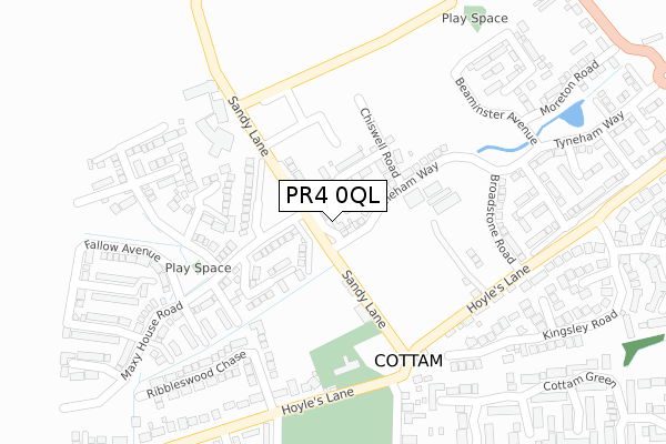 PR4 0QL map - large scale - OS Open Zoomstack (Ordnance Survey)