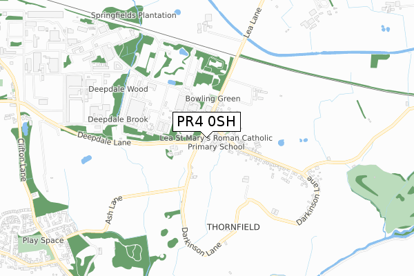 PR4 0SH map - small scale - OS Open Zoomstack (Ordnance Survey)
