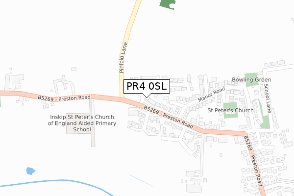 PR4 0SL map - large scale - OS Open Zoomstack (Ordnance Survey)