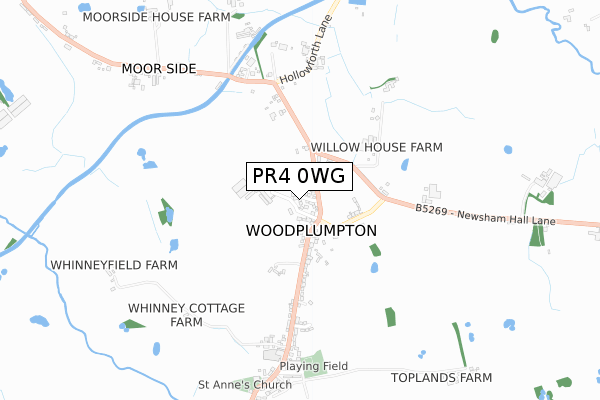 PR4 0WG map - small scale - OS Open Zoomstack (Ordnance Survey)