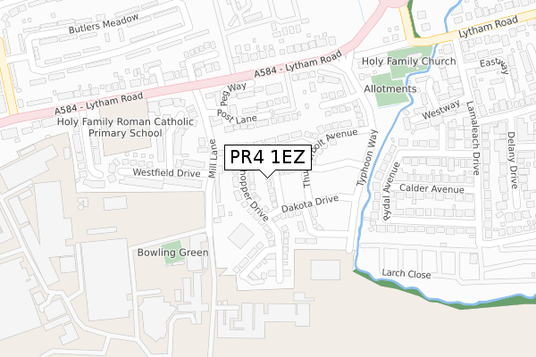 PR4 1EZ map - large scale - OS Open Zoomstack (Ordnance Survey)