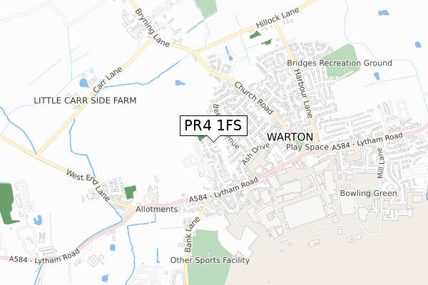PR4 1FS map - small scale - OS Open Zoomstack (Ordnance Survey)