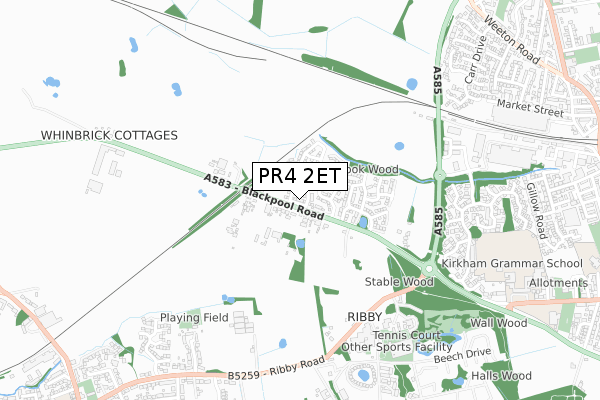 PR4 2ET map - small scale - OS Open Zoomstack (Ordnance Survey) PR4 2ET map - small scale - OS Open Zoomstack (Ordnance Survey)