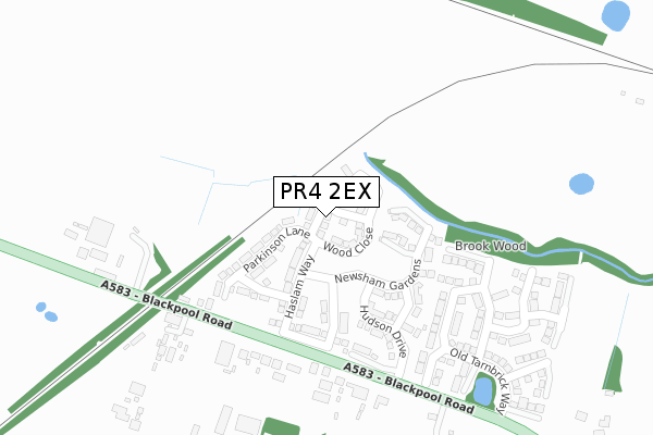 PR4 2EX map - large scale - OS Open Zoomstack (Ordnance Survey)