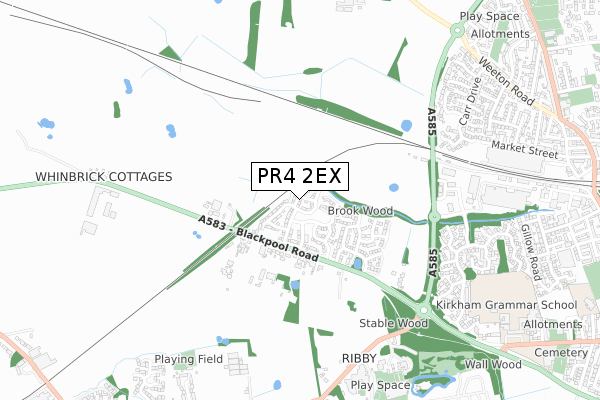 PR4 2EX map - small scale - OS Open Zoomstack (Ordnance Survey)