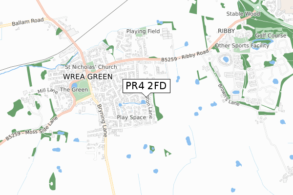 PR4 2FD map - small scale - OS Open Zoomstack (Ordnance Survey)