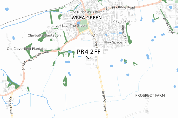 PR4 2FF map - small scale - OS Open Zoomstack (Ordnance Survey)