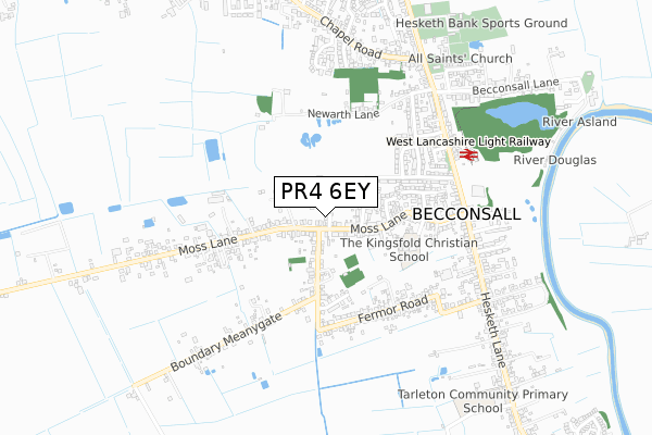 PR4 6EY map - small scale - OS Open Zoomstack (Ordnance Survey)