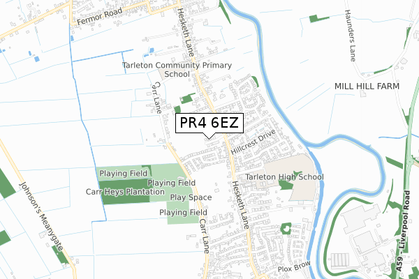 PR4 6EZ map - small scale - OS Open Zoomstack (Ordnance Survey)