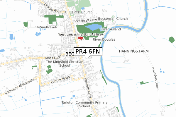 PR4 6FN map - small scale - OS Open Zoomstack (Ordnance Survey)