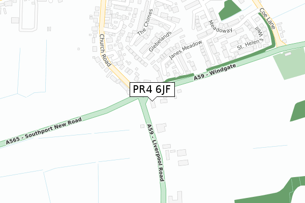 PR4 6JF map - large scale - OS Open Zoomstack (Ordnance Survey)