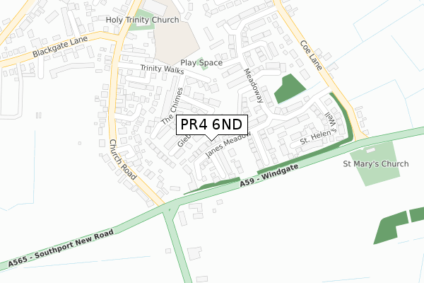 PR4 6ND map - large scale - OS Open Zoomstack (Ordnance Survey)