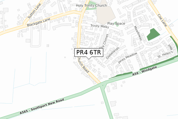 PR4 6TR map - large scale - OS Open Zoomstack (Ordnance Survey)