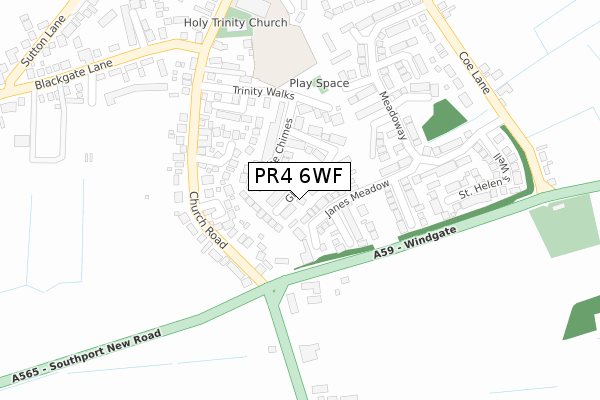 PR4 6WF map - large scale - OS Open Zoomstack (Ordnance Survey)