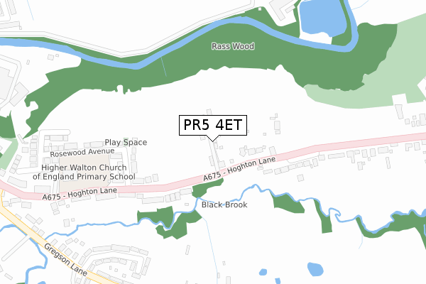 PR5 4ET map - large scale - OS Open Zoomstack (Ordnance Survey)