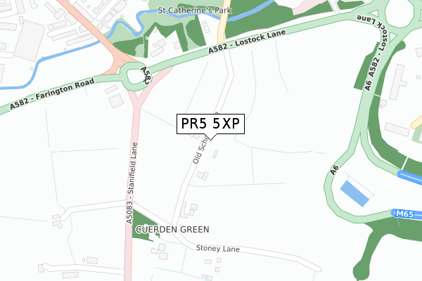 PR5 5XP map - large scale - OS Open Zoomstack (Ordnance Survey)