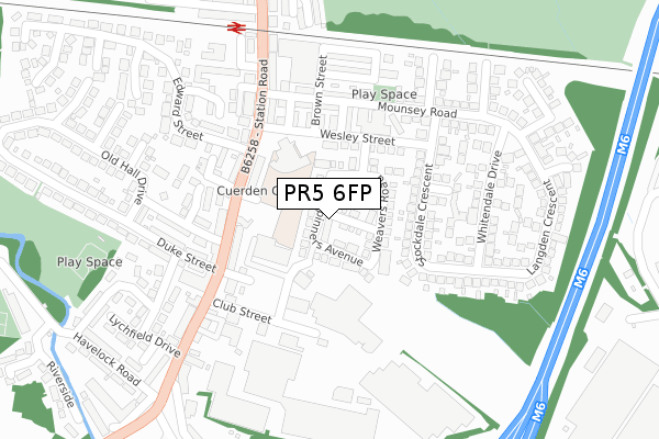PR5 6FP map - large scale - OS Open Zoomstack (Ordnance Survey)