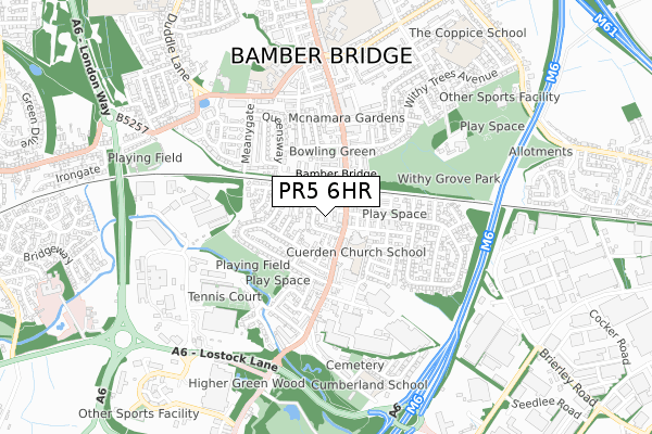 PR5 6HR map - small scale - OS Open Zoomstack (Ordnance Survey)