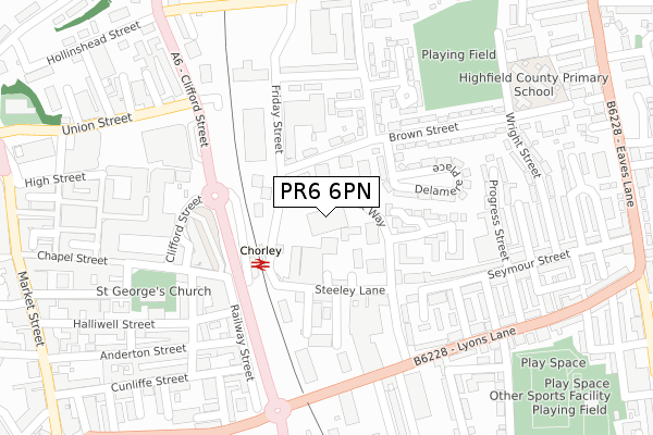 PR6 6PN map - large scale - OS Open Zoomstack (Ordnance Survey)