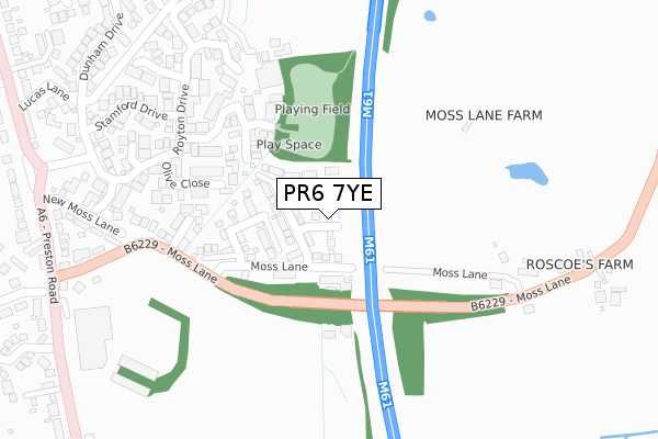 PR6 7YE map - large scale - OS Open Zoomstack (Ordnance Survey)