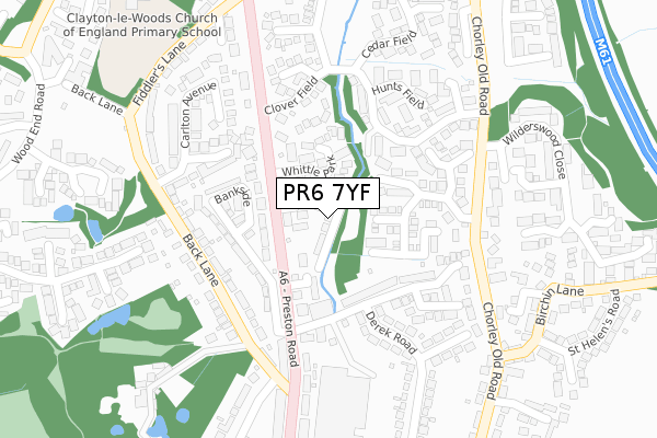 PR6 7YF map - large scale - OS Open Zoomstack (Ordnance Survey)