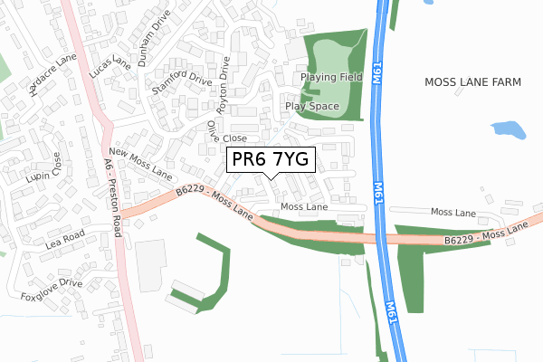 PR6 7YG map - large scale - OS Open Zoomstack (Ordnance Survey)