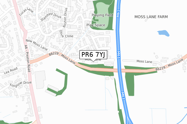 PR6 7YJ map - large scale - OS Open Zoomstack (Ordnance Survey)